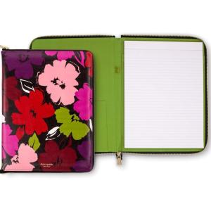 kate spade new york 13.25″ x 9.50″ Faux Leather Notepad Zip Folio with Interior Pocket, Zipper Close, and Pen Loop (Painterly Blooms)