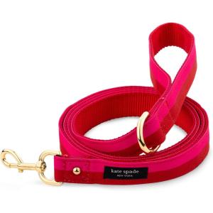 kate spade new york 4.5ft Dog Leash, Heavy Duty Leash for Female or Male Dogs, Cute Pet Leash with Gold Metal Hardware, Long Dog Lead for Small and Medium (Watercolor Dot)(Red and Pink)