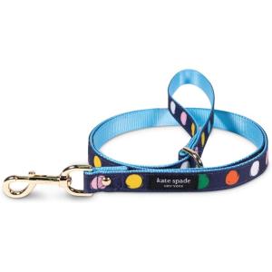 kate spade new york 4.5ft Dog Leash, Heavy Duty Leash for Female or Male Dogs, Cute Pet Leash with Gold Metal Hardware, Long Dog Lead for Small and Medium (Watercolor Dot)(Watercolor Dot)