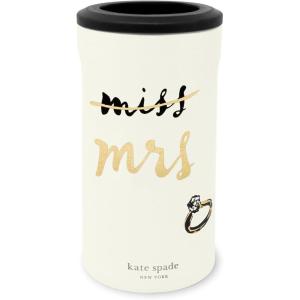 kate spade new york Bridal Can Hugger, Stainless Steel Double Wall Can Cover for Bride, Slim Insulated Drink Holder, Miss to Mrs.