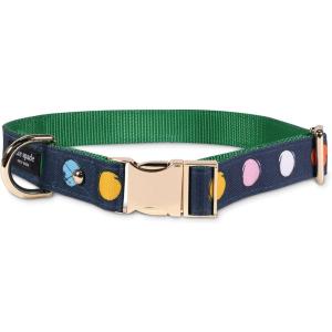 kate spade new york Cute Dog Collar with Gold Metal Details & Plastic Buckle, 15″ to 22″ Adjustable Dog Collar for Female or Male Dogs, Medium/Large, Watercolor Dot