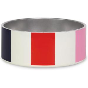 kate spade new york Dog Dish for Food and Water, Stainless Steel Bowl with Non-Slip Base, 4 Cup (32oz) Capacity, Large Pet Food Bowl or Water Dish for Dogs, Let’s Do Lunch(Adventure Stripe)