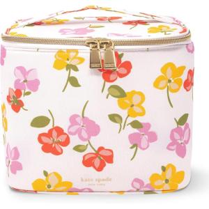 kate spade new york, Insulated Lunch Tote, Small Lunch Cooler, Cute Lunch Bag for Women, Striped Thermal Bag with Double Zipper Close and Carrying Handle (Sunshine Floral)(Spring Pansies)
