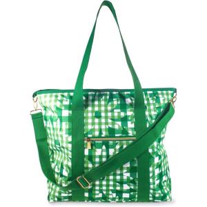 kate spade new york Large Capacity Insulated Cooler Tote Bag, Soft Sided Portable Beach Cooler for Women with Shoulder Strap and Top Straps, Daisy Gingham