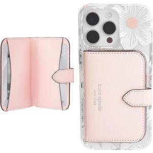 kate spade new york Morgan Magnetic Phone Wallet/Card Holder – Compatible with MagSafe Phones and Cases – Metallic Silver(Chalk Pink)