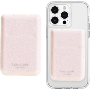 kate spade new york Morgan Magnetic Phone Wallet/Card Holder – Compatible with MagSafe Phones and Cases – Metallic Silver(That Sparkle Pink)