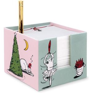 kate spade new york Note Cube with 400 Blank Sheets and Black Ink Pen, Cute Paper Holder for Desk, Holiday Party