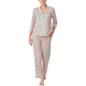 kate spade new york Pajamas for Women 2 Piece Set Comfy Modal Classic 3/4 Sleeve Notch Collar Button Top & Pants(Breezy Dot)