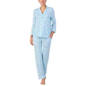 kate spade new york Pajamas for Women 2 Piece Set Comfy Modal Classic 3/4 Sleeve Notch Collar Button Top & Pants(Garden of Love)