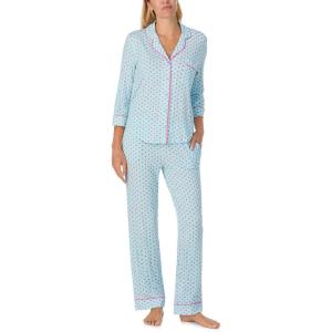 kate spade new york Pajamas for Women 2 Piece Set Comfy Modal Classic 3/4 Sleeve Notch Collar Button Top & Pants(Mini Hearts)