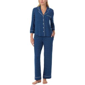 kate spade new york Pajamas for Women 2 Piece Set Comfy Modal Classic 3/4 Sleeve Notch Collar Button Top & Pants(Navy Lexington Dot)