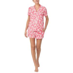 kate spade new york Pajamas for Women 2 Piece Set Comfy Modal Classic Short Sleeve Notch Collar Button Top & Shorts(Bold Floral)
