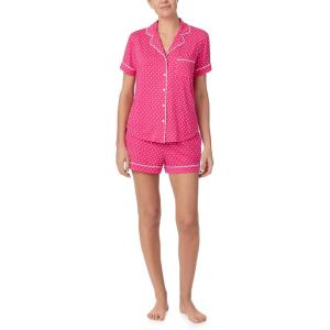 kate spade new york Pajamas for Women 2 Piece Set Comfy Modal Classic Short Sleeve Notch Collar Button Top & Shorts(Pink Lexington Dot)