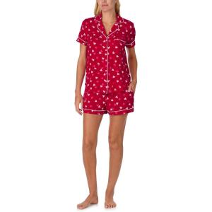 kate spade new york Pajamas for Women 2 Piece Set Comfy Modal Classic Short Sleeve Notch Collar Button Top & Shorts(Whimsical Hearts)