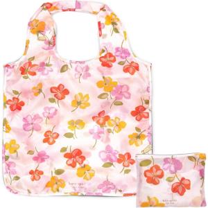 kate spade new york Reusable Produce Bags, Shopping Tote with Zipper Storage Pouch, Lightweight Foldable Grocery Bag(Spring Pansies)