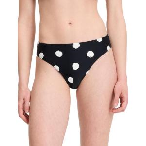 kate spade new york Women’s Ocean Plaid High Cut Bikini Bottom(Black)