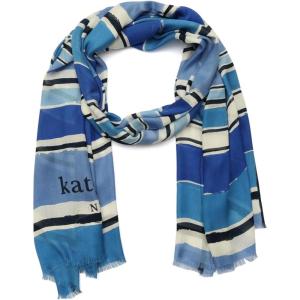 kate spade new york Women’s Ocean Stripe Viscose Oblong Scarf, Stylish & Lightweight Fashion Accessory(Blue Multi)