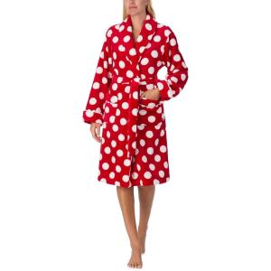 kate spade new york Women’s Shawl Collar Plush Robe, Chenille Plush, Belt Tie Closure, Long Sleeves, 42″ Length, Soft & Cozy(Red Dream Dot)