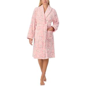 kate spade new york Women’s Shawl Collar Plush Robe, Chenille Plush, Belt Tie Closure, Long Sleeves, 42″ Length, Soft & Cozy(Spades Ribbon)