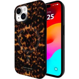 kate spade new york iPhone 15 Case / 14 / 13, Compatible with MagSafe – City Leopard Black(Tortoiseshell)