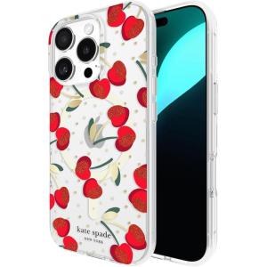 kate spade new york iPhone 16 Pro Case – Compatible with MagSafe – Designer Phone Case – Flowerbed Blue Gems(Cherry Dot Gems)