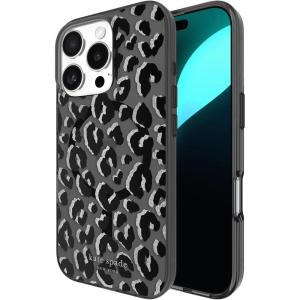 kate spade new york iPhone 16 Pro Case – Compatible with MagSafe – Designer Phone Case – Flowerbed Blue Gems(City Leopard Black)