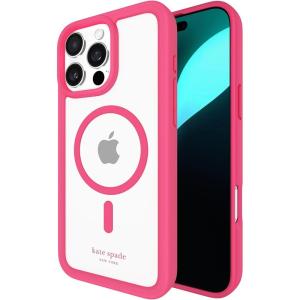 kate spade new york iPhone 16 Pro Max Case – Compatible with MagSafe – Designer Phone Case – Crystal Pave Nightfall(Pom Pom Pink)