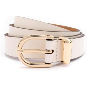 kate spade new york womens 1 Inch Belt With Molten Metal Keeper, Leather Accessory With Adjustable Sizing(Cream)
