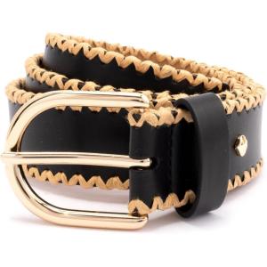 kate spade new york womens 1.5 Inch Bow Belt With Straw Edge, Stylish Accessory With Adjustable Sizing(Black)