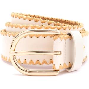 kate spade new york womens 1.5 Inch Bow Belt With Straw Edge, Stylish Accessory With Adjustable Sizing(Cream)