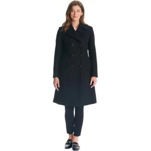 kate spade new york womens Double-breasted Long Wool Coat(Black)